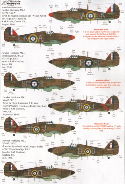 Xtradecal X48144 1:48 Hawker Hurricane Mk.I Battle of Britain 1940 Pt.1