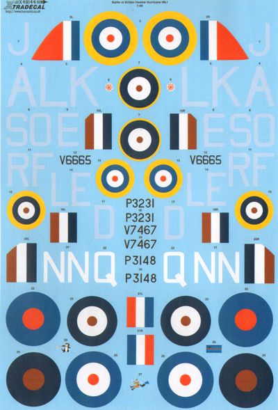 Xtradecal X48144 1:48 Hawker Hurricane Mk.I Battle of Britain 1940 Pt.1