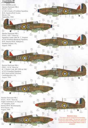 Xtradecal X48146 1:48  Hawker Hurricane Mk.I 1940 Battle of Britain Pt.2
