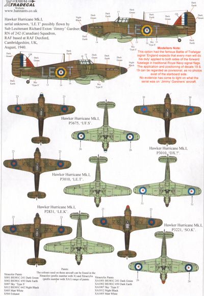 Xtradecal X48146 1:48  Hawker Hurricane Mk.I 1940 Battle of Britain Pt.2