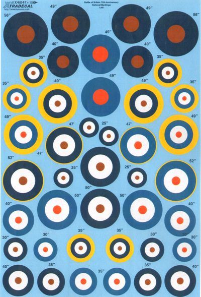 Xtradecal X48147 Spitfire & Hurricane BoB National Insignia 1:48