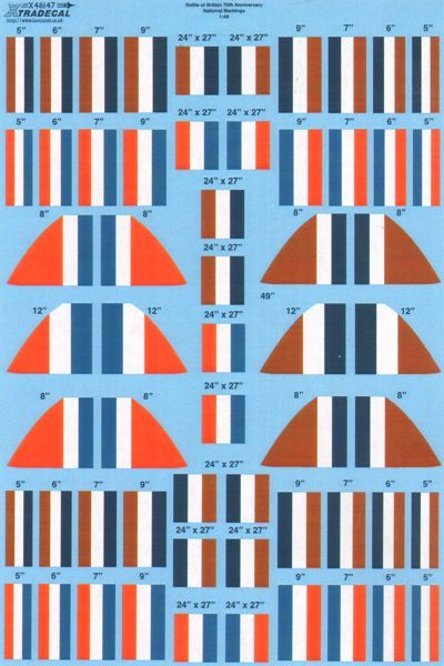 Xtradecal X48147 Spitfire & Hurricane BoB National Insignia 1:48