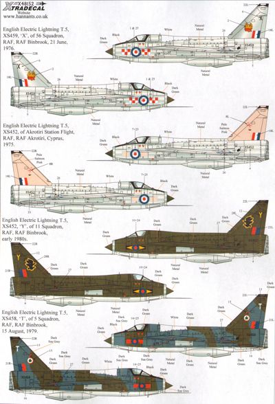 Xtradecal X48152 1:48 BAC/EE Lightning T.5