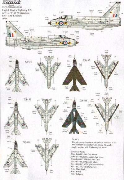 Xtradecal X48152 1:48 BAC/EE Lightning T.5
