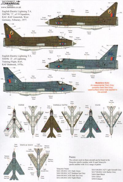 Xtradecal X48153 1:48 BAC/EE Lightning T.4/T.5