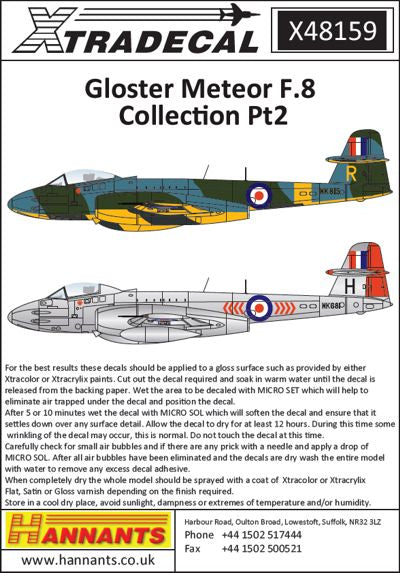Xtradecal X48159 1:48 Gloster Meteor F.8 Collection Pt 2