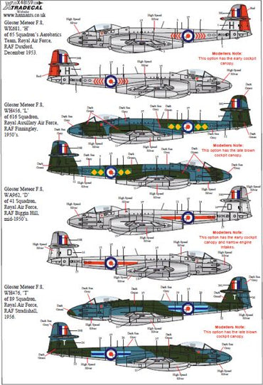 Xtradecal X48159 1:48 Gloster Meteor F.8 Collection Pt 2