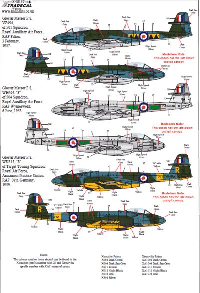 Xtradecal X48159 1:48 Gloster Meteor F.8 Collection Pt 2