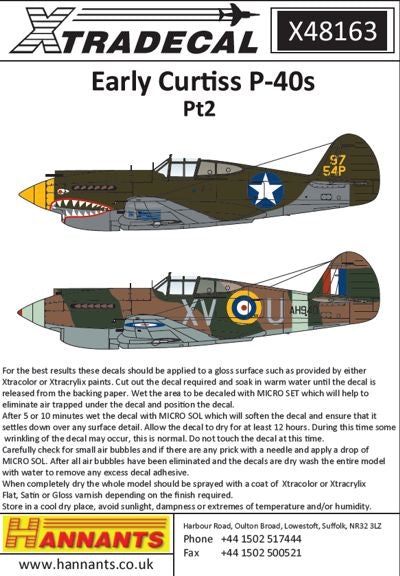Xtradecal X48163 1:48 Curtiss P-40B Tomahawk