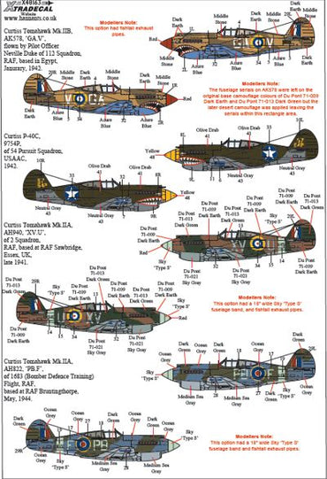 Xtradecal X48163 1:48 Curtiss P-40B Tomahawk
