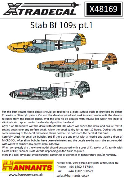 Xtradecal X48169 1:48 Messerschmitt Bf-109E/F/G Pt.1