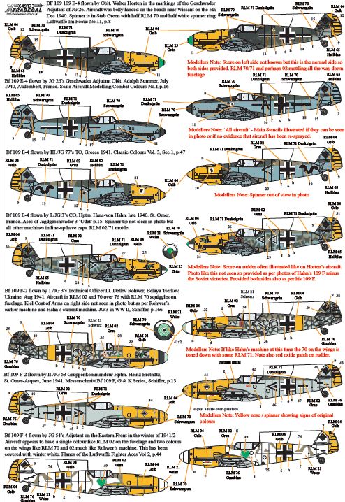 Xtradecal X48173 1:48 Messerschmitt Bf-109s with Stab markings Pt 2