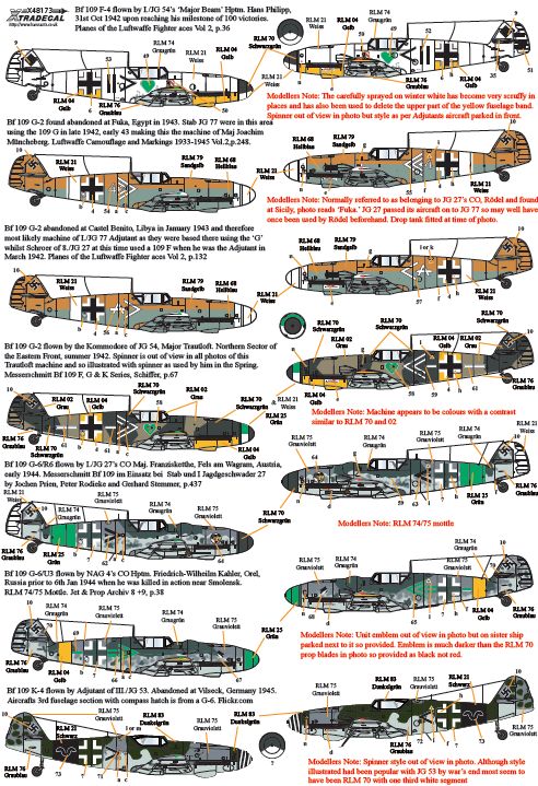 Xtradecal X48173 1:48 Messerschmitt Bf-109s with Stab markings Pt 2