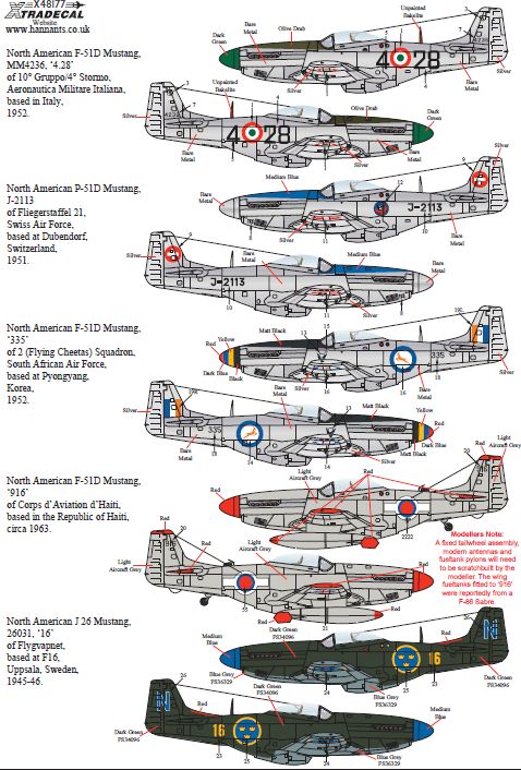 Xtradecal X48177 P-51D Mustang Bubbletops Pt 2 Int'l Operators 1:48