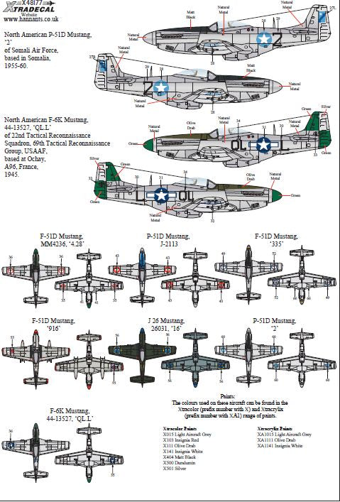 Xtradecal X48177 P-51D Mustang Bubbletops Pt 2 Int'l Operators 1:48