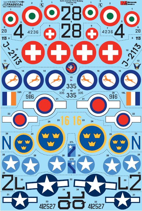 Xtradecal X48177 P-51D Mustang Bubbletops Pt 2 Int'l Operators 1:48