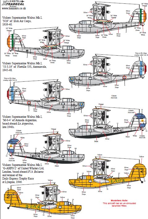 Xtradecal X48178 1:48 Supermarine Walrus Mk.I Collection Pt 2