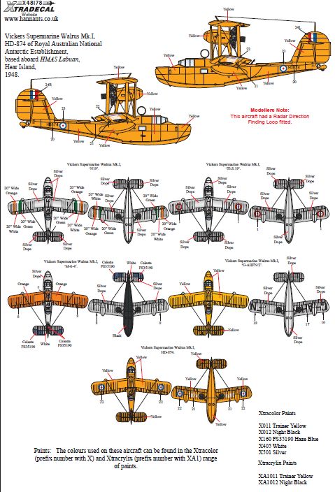 Xtradecal X48178 1:48 Supermarine Walrus Mk.I Collection Pt 2