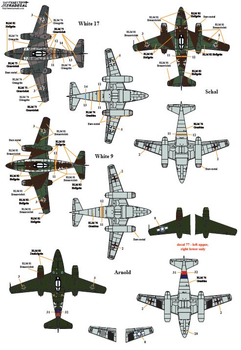 Xtradecal X48179 1:48 Messerschmitt Me-262A1a/U3/A2A/ S-92