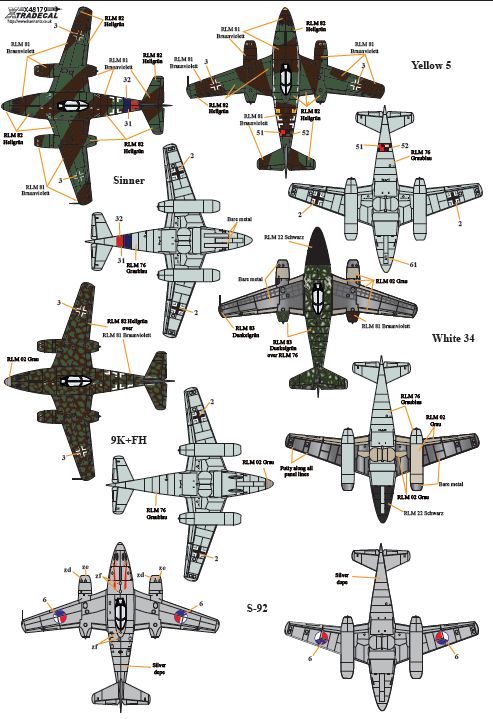 Xtradecal X48179 1:48 Messerschmitt Me-262A1a/U3/A2A/ S-92