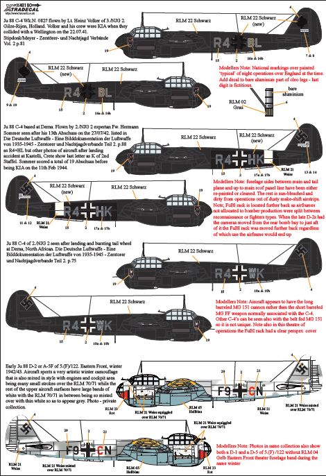 Xtradecal X48180 1:48 Junkers Ju-88C/D