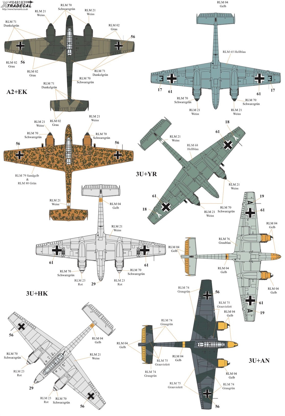 Xtradecal X48183 1:48 Messerschmitt Bf-110C/Bf-110D/Bf-110E/Bf-110F/Bf-110G