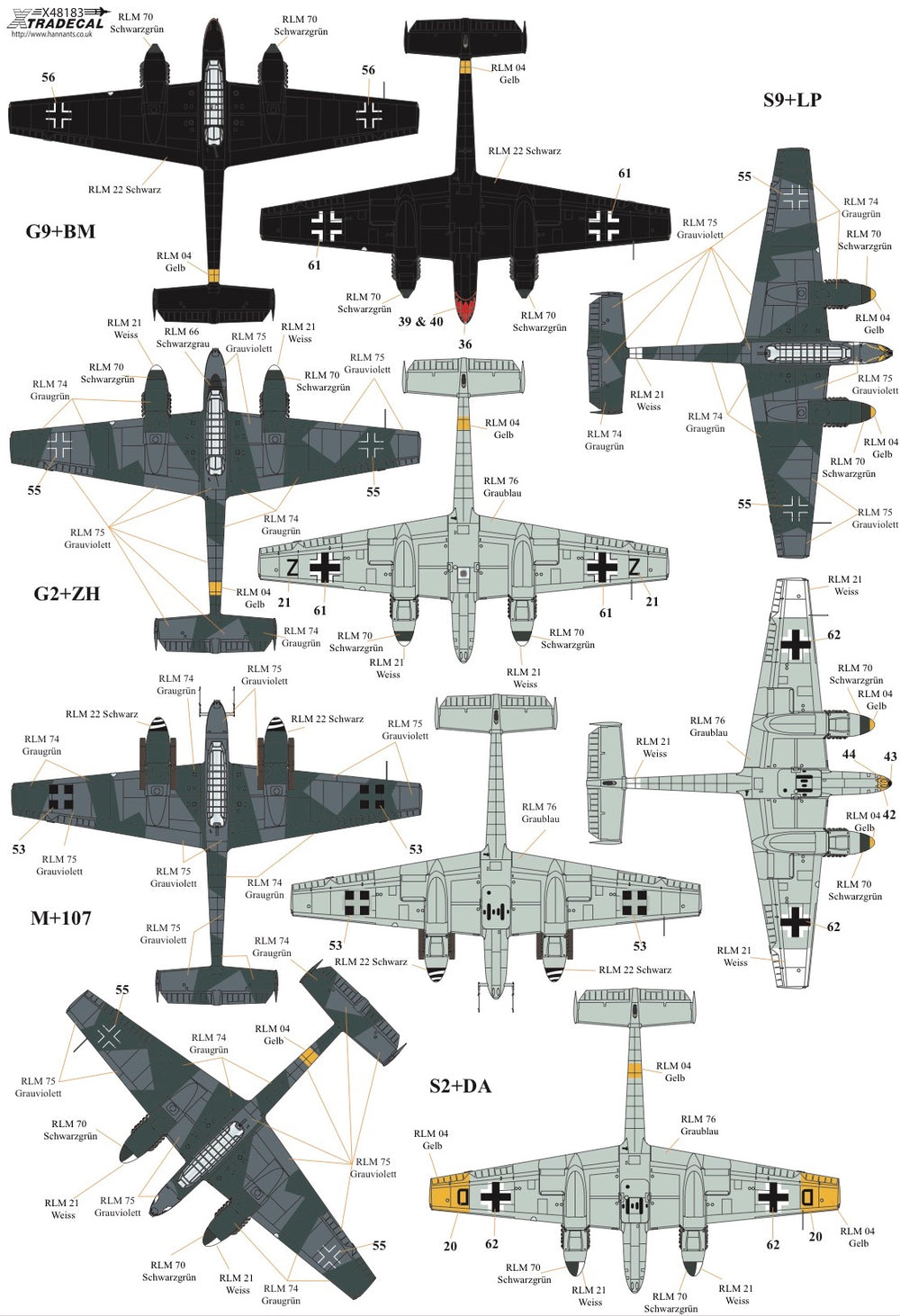 Xtradecal X48183 1:48 Messerschmitt Bf-110C/Bf-110D/Bf-110E/Bf-110F/Bf-110G