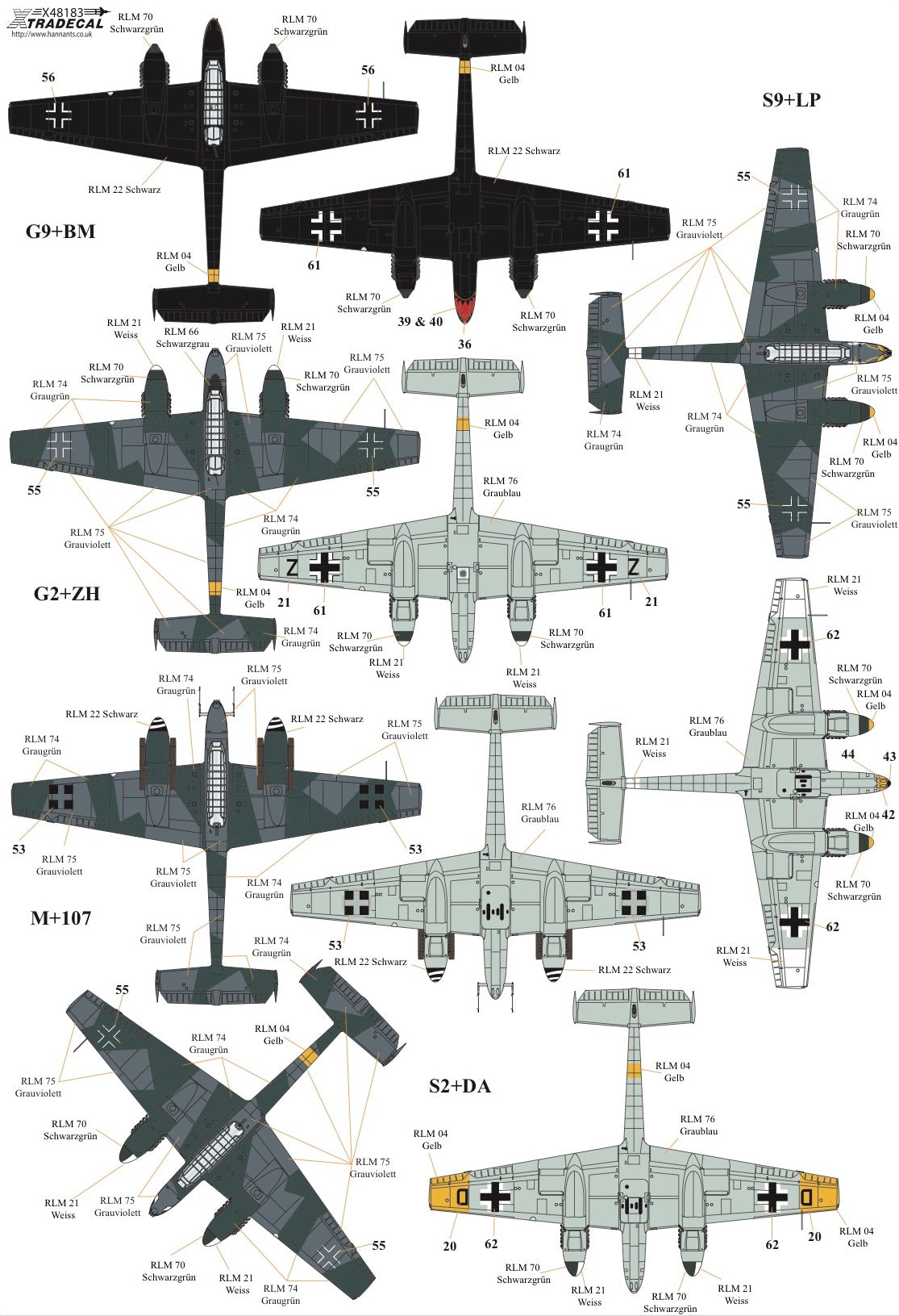 Xtradecal X48183 1:48 Messerschmitt Bf-110C/Bf-110D/Bf-110E/Bf-110F/Bf-110G