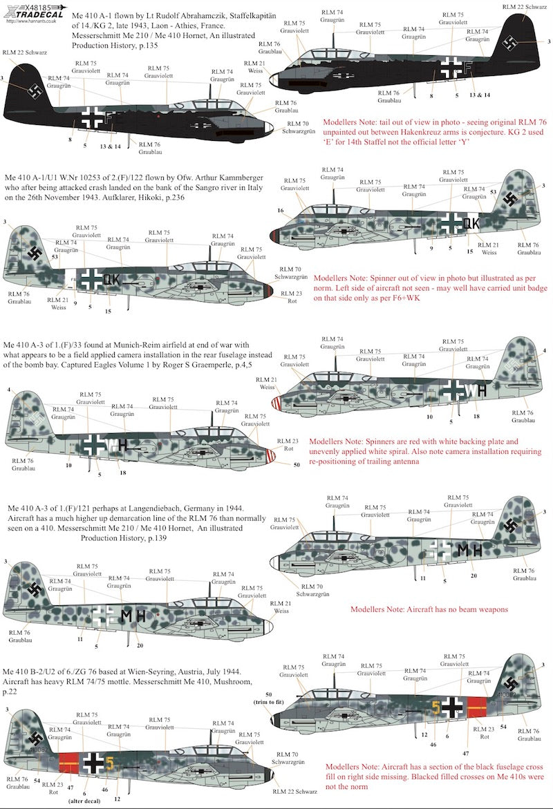 Xtradecal X48185 1:48 Messerchmitt Me-410A-1
