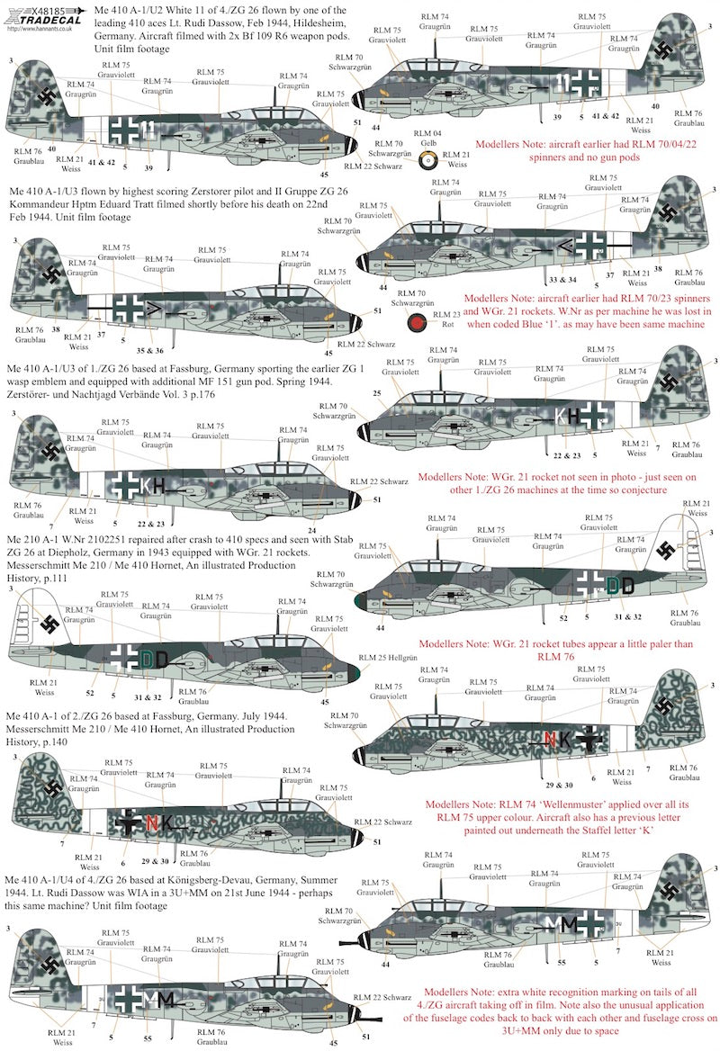 Xtradecal X48185 1:48 Messerchmitt Me-410A-1