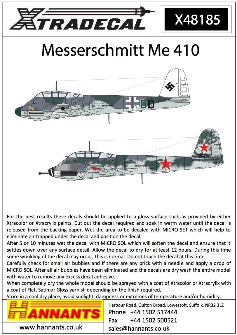 Xtradecal X48185 1:48 Messerchmitt Me-410A-1