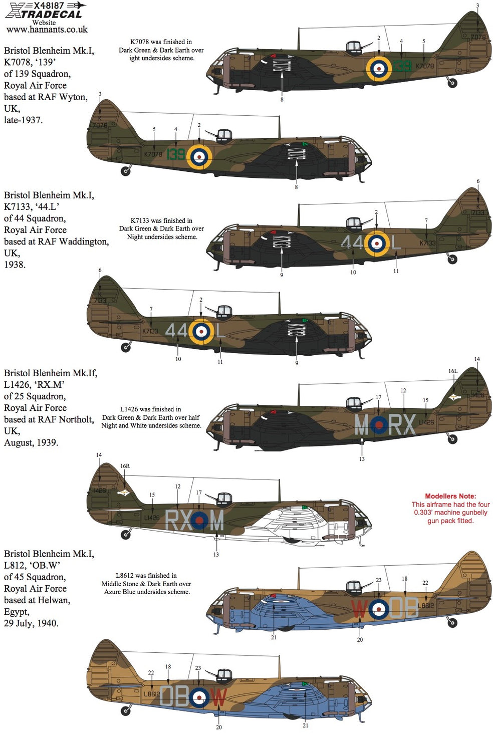 Xtradecal X48187 1:48 Bristol Blenheim Mk.I/Mk.IF