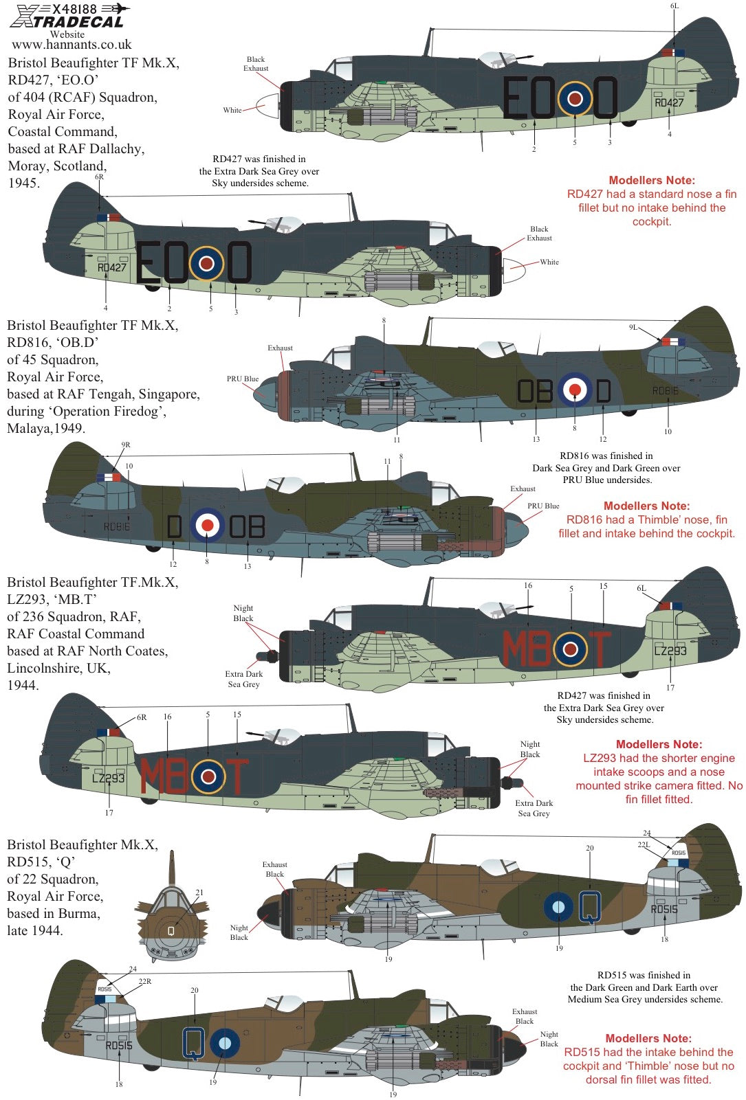 Xtradecal X48188 1:48 Bristol Beaufighter TF