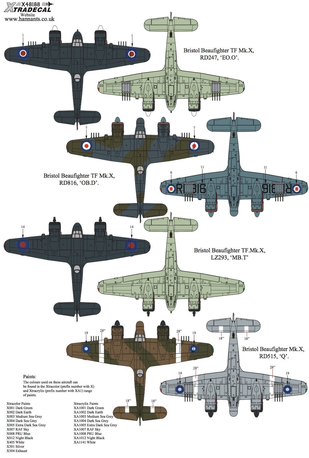 Xtradecal X48188 1:48 Bristol Beaufighter TF