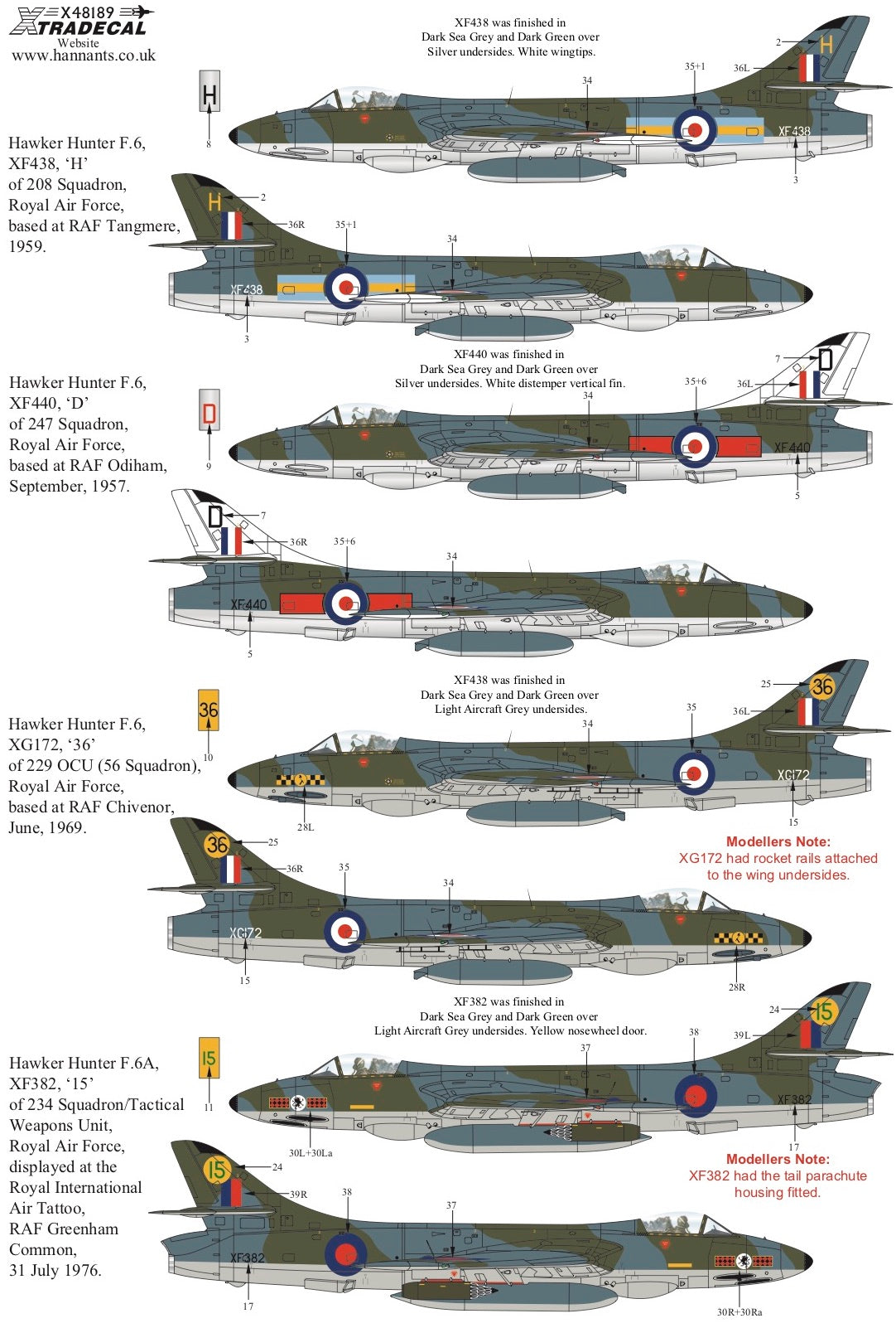 Xtradecal X48189 1:48 Hawker Hunter F Mk.6