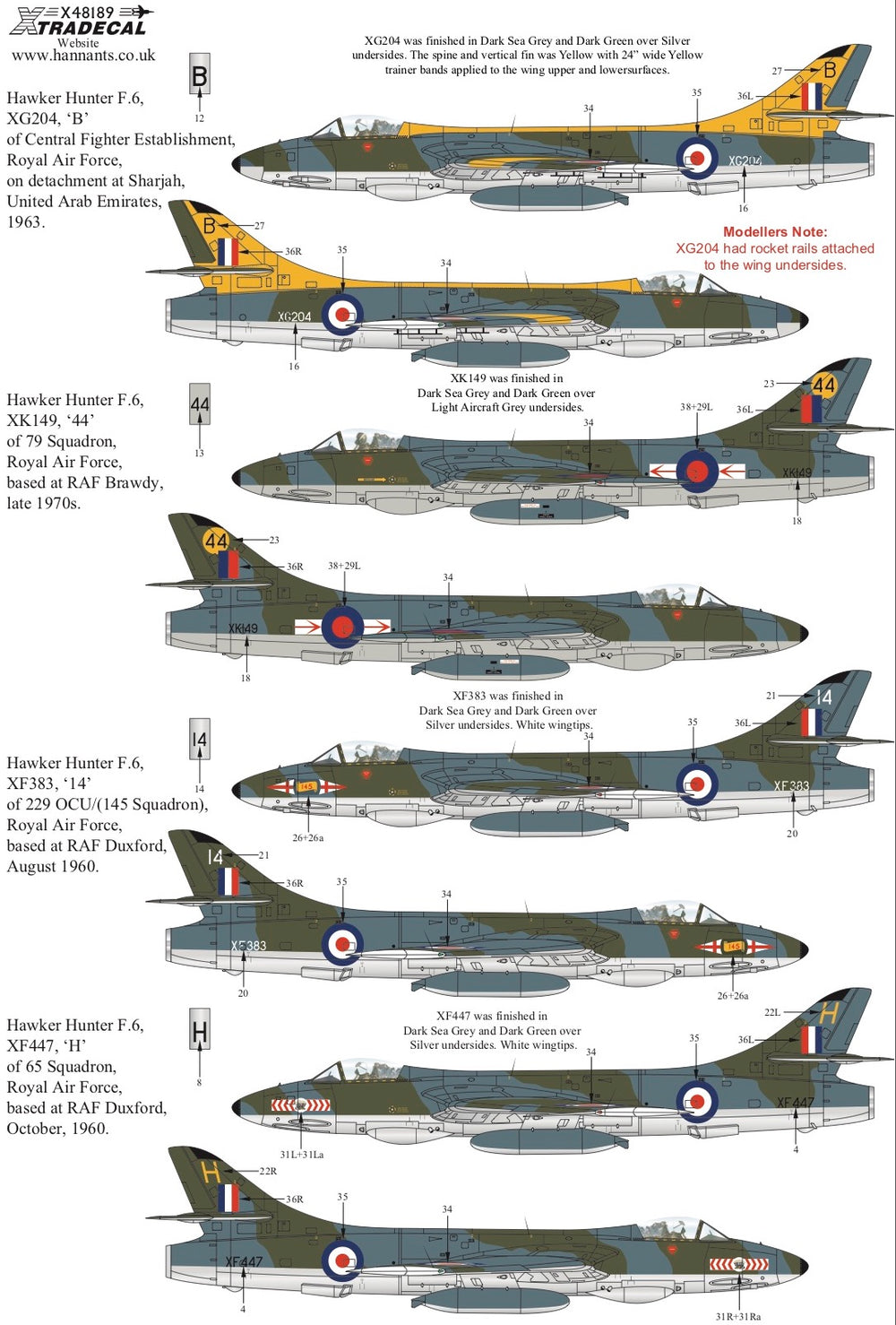 Xtradecal X48189 1:48 Hawker Hunter F Mk.6