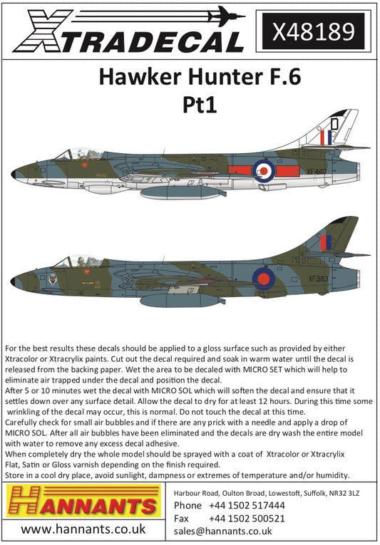 Xtradecal X48189 1:48 Hawker Hunter F Mk.6