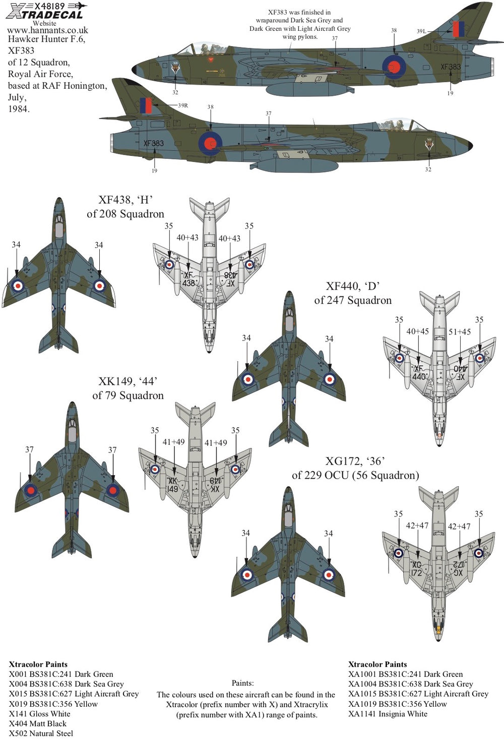 Xtradecal X48189 1:48 Hawker Hunter F Mk.6