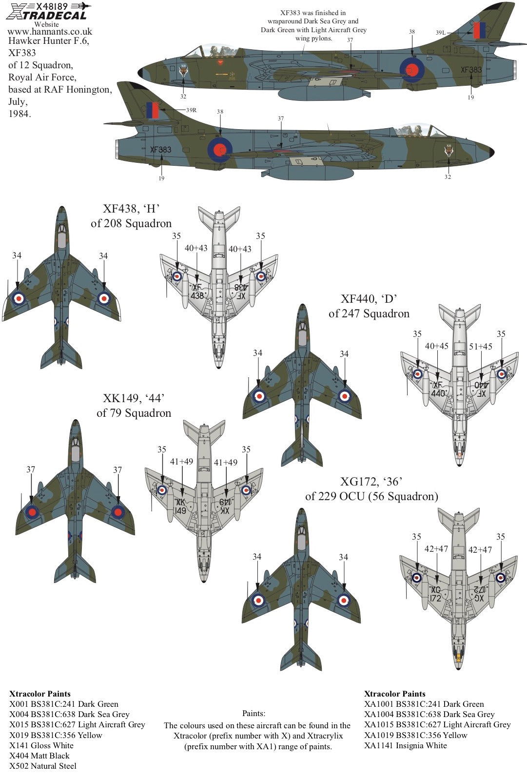 Xtradecal X48189 1:48 Hawker Hunter F Mk.6