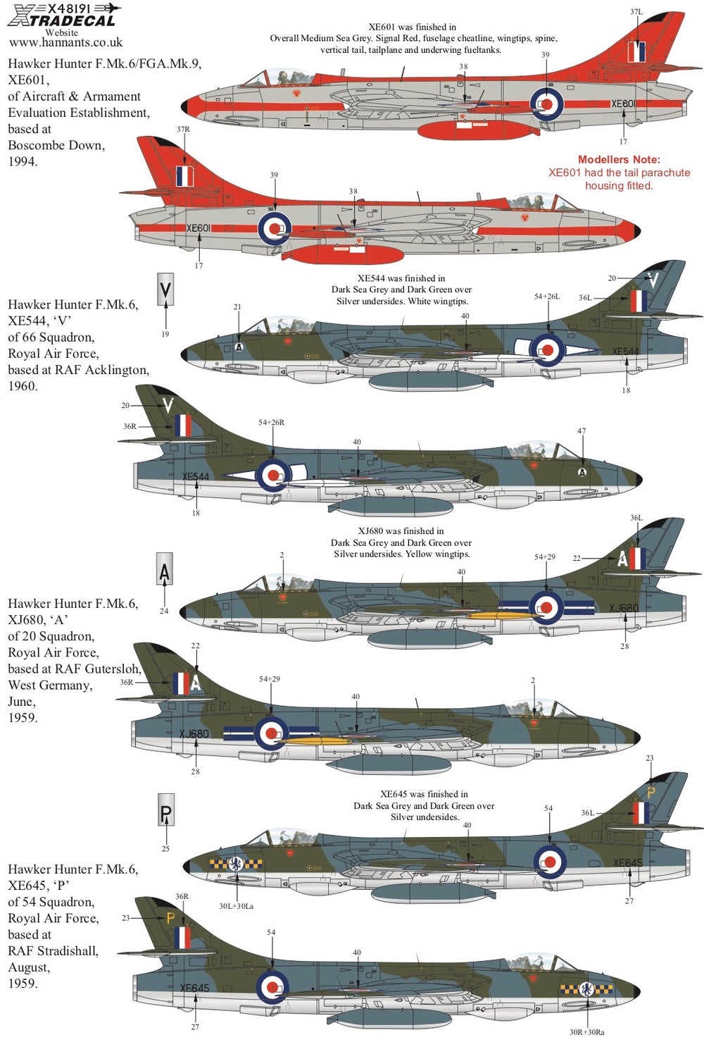 Xtradecal X48191 1:48 Hawker Hunter Mk.6 Pt 2