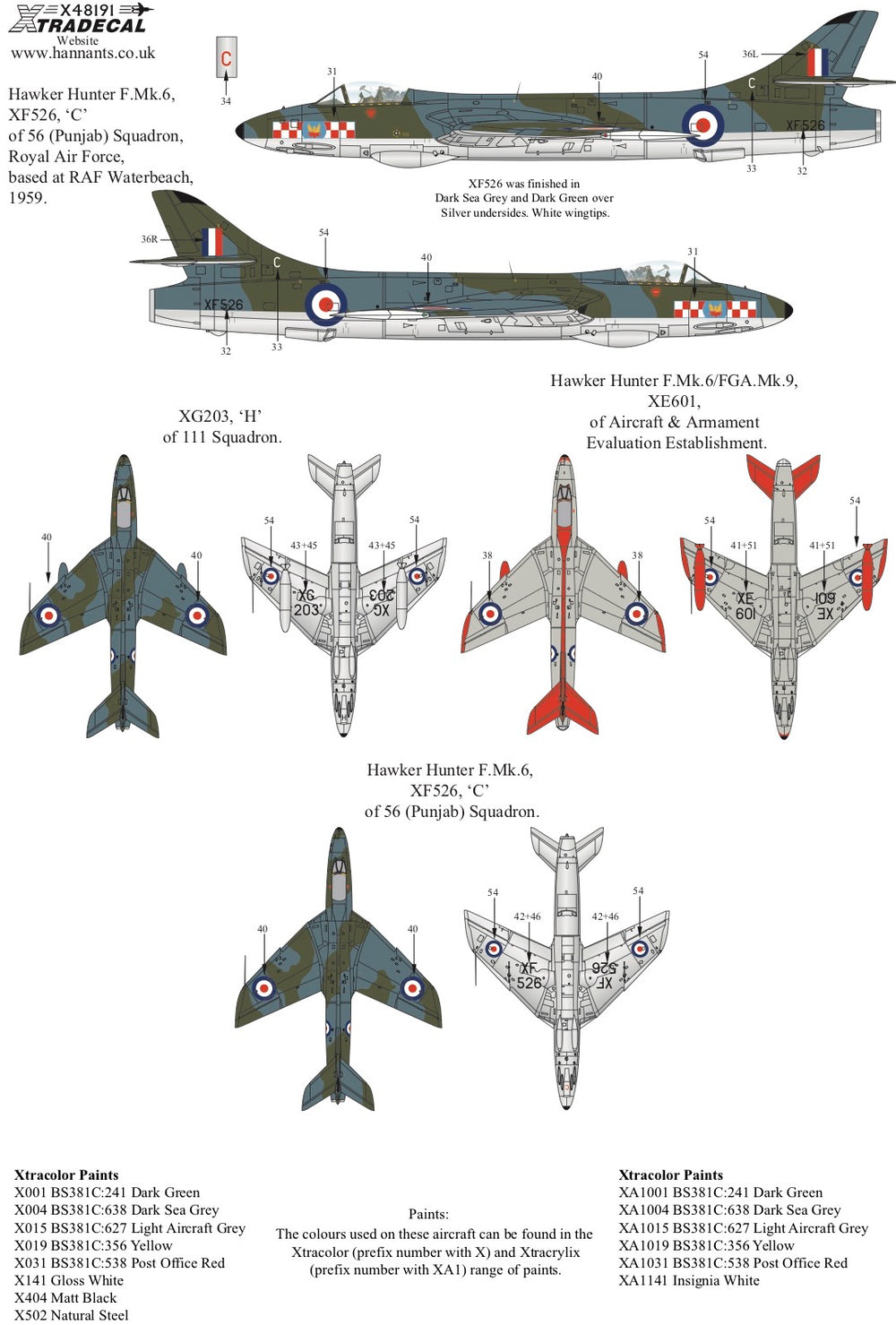 Xtradecal X48191 1:48 Hawker Hunter Mk.6 Pt 2