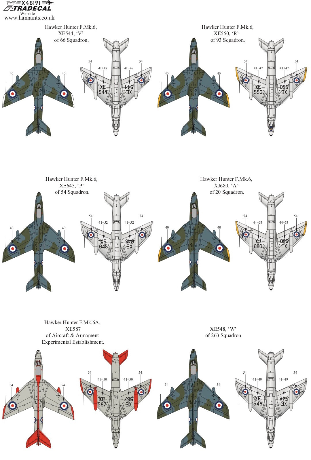 Xtradecal X48191 1:48 Hawker Hunter Mk.6 Pt 2