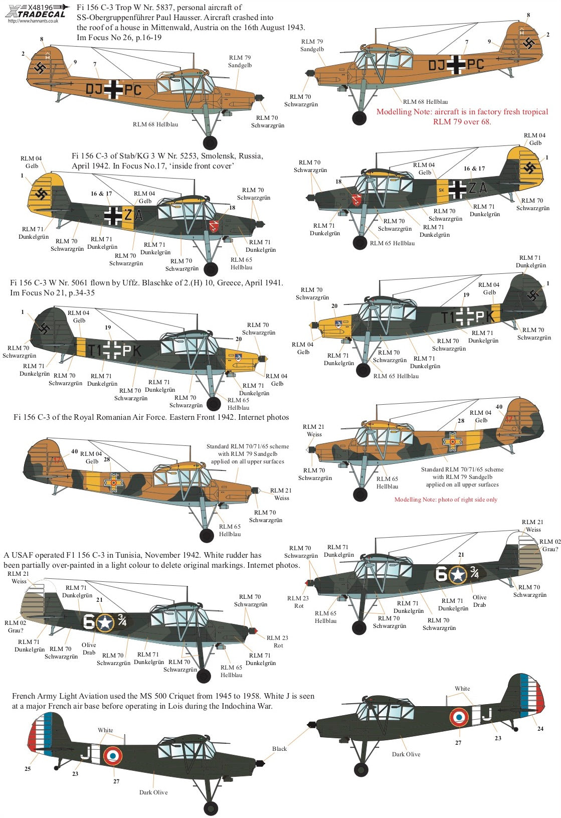 Xtradecal X48196 1:48 Fieseler Fi-156C-3 Storch