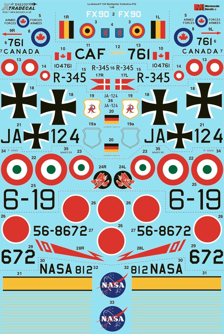 Xtradecal X48209 1:48 Lockheed F-104 Starfighter Collection Pt2