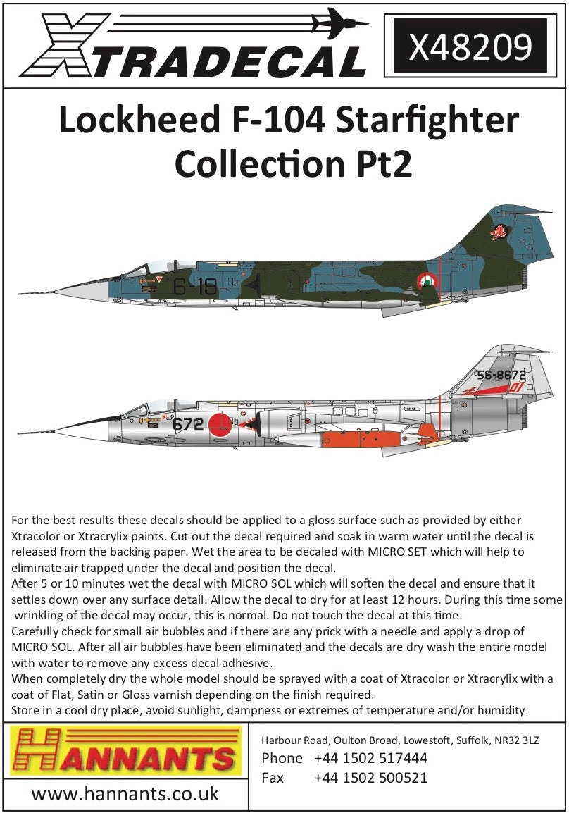 Xtradecal X48209 1:48 Lockheed F-104 Starfighter Collection Pt2