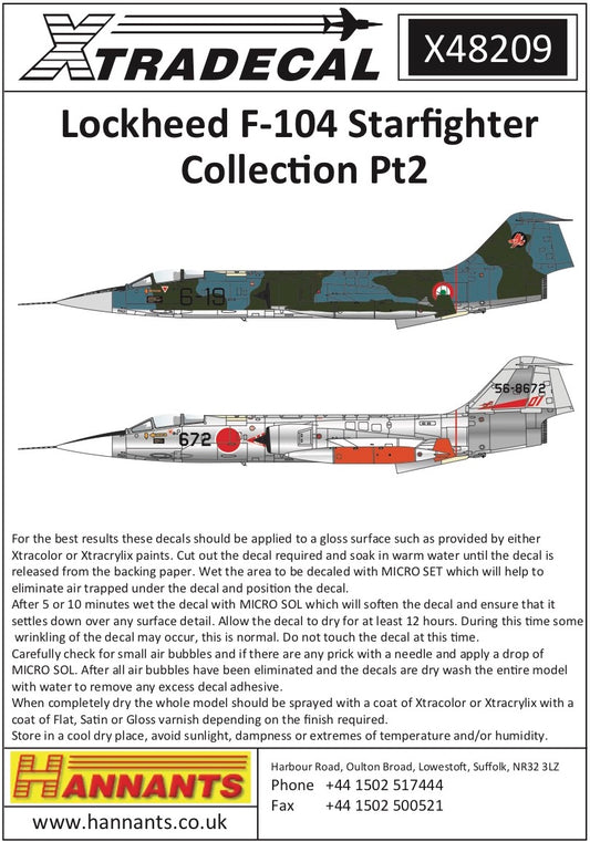 Xtradecal X48209 1:48 Lockheed F-104 Starfighter Collection Pt2