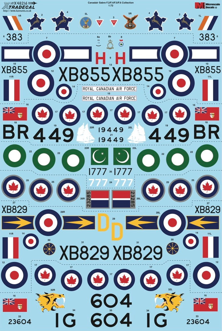 Xtradecal X48216 1:48 Canadair Sabre F.2/F.4/F.5/F.6 Collection