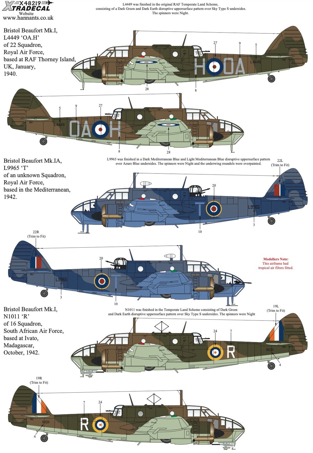 Xtradecal X48219 1:48 Bristol Beaufort Mk.I/IA Collection Pt1