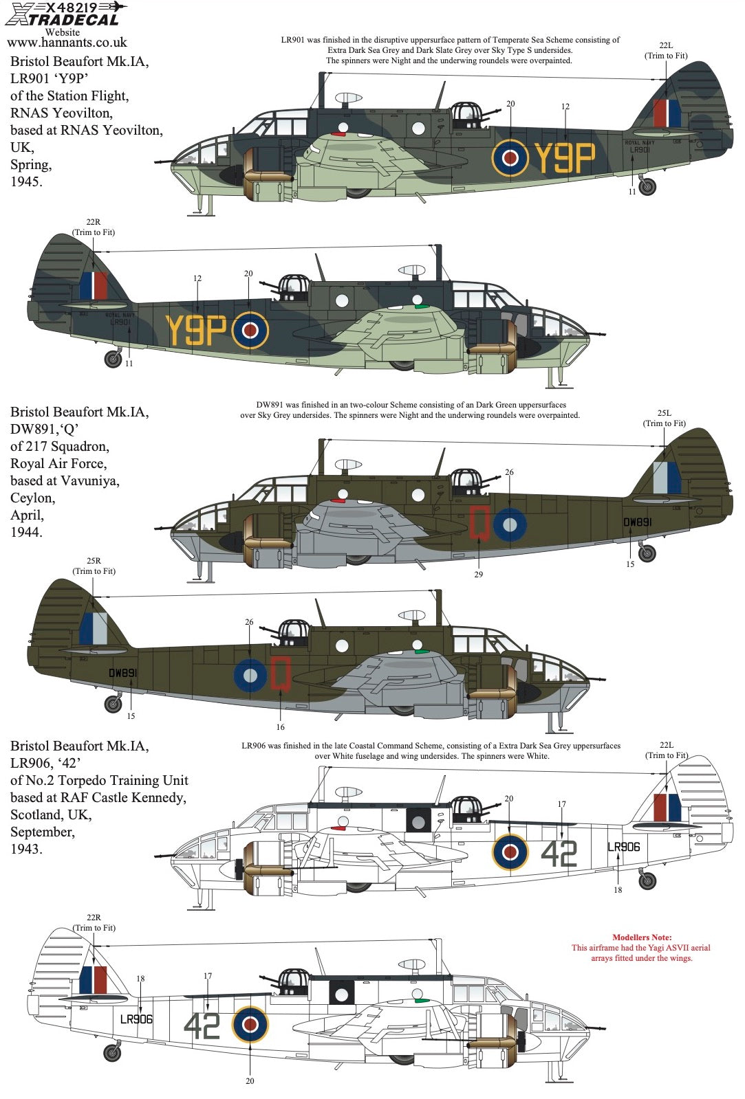 Xtradecal X48219 1:48 Bristol Beaufort Mk.I/IA Collection Pt1