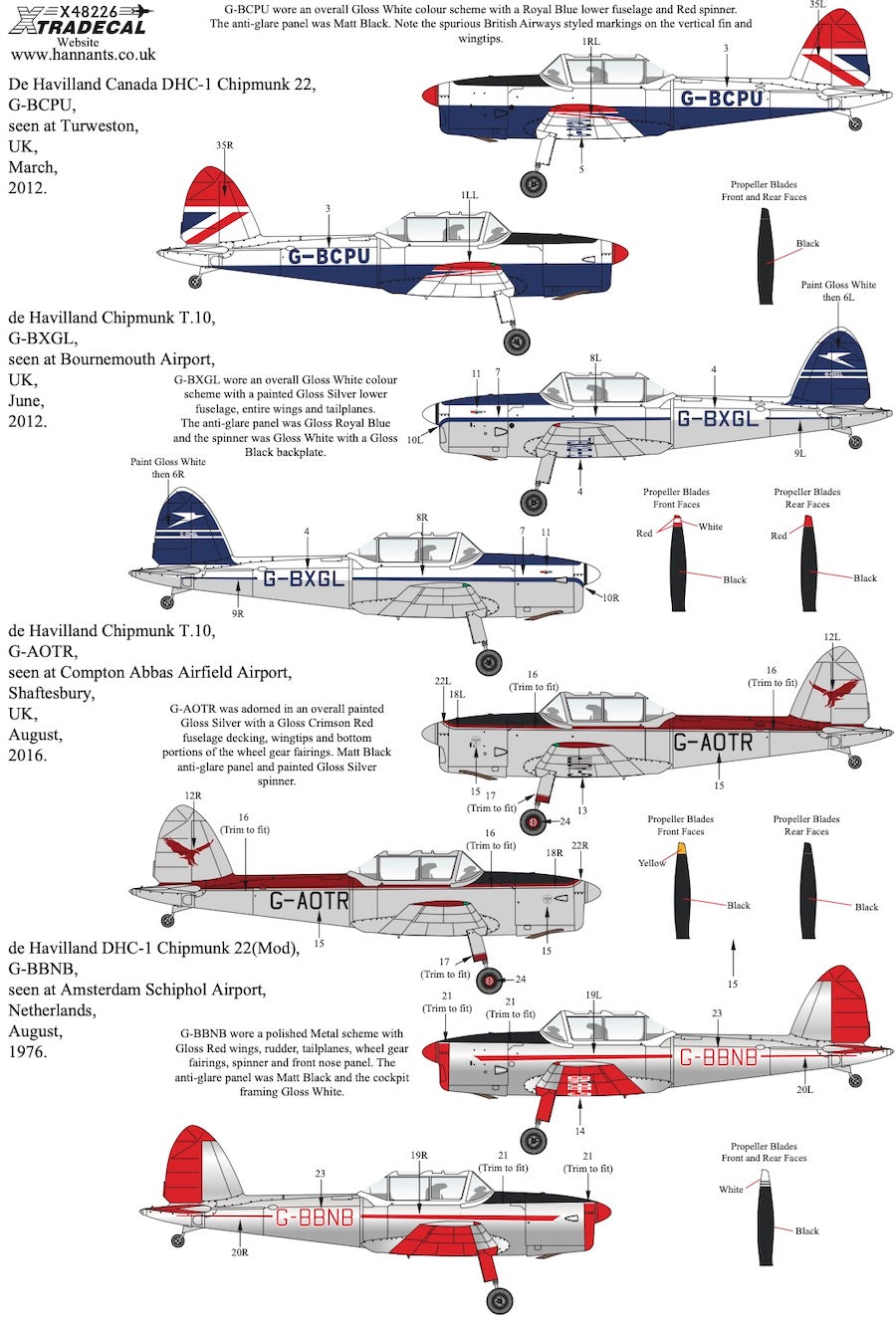 Xtradecal X48226 1:48 de Havilland Chipmunk In Civil Hands
